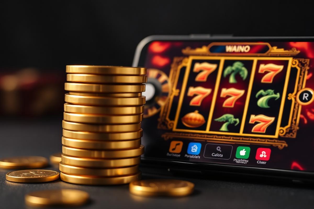 Fichas doradas junto a un movil mostrando un casino sin licencia optimizado para España